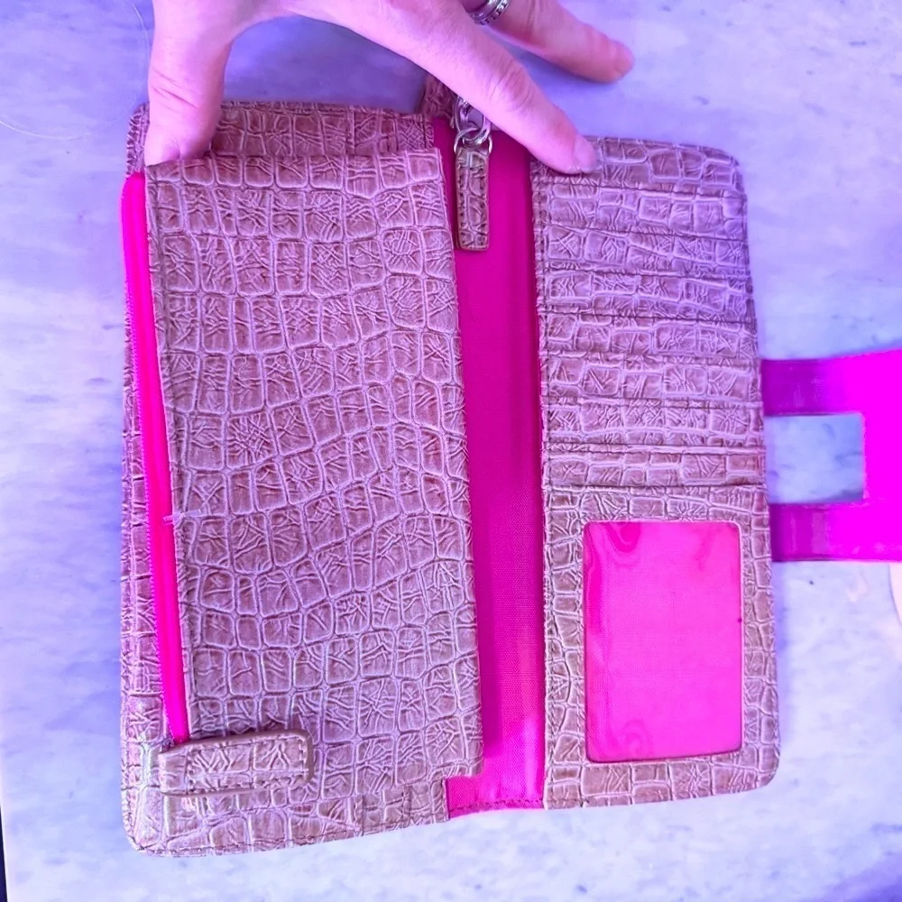 Kenneth Cole Y2K golden tanCroc-Embossed Wallet Luxurious NWOT,wristlet,clutch